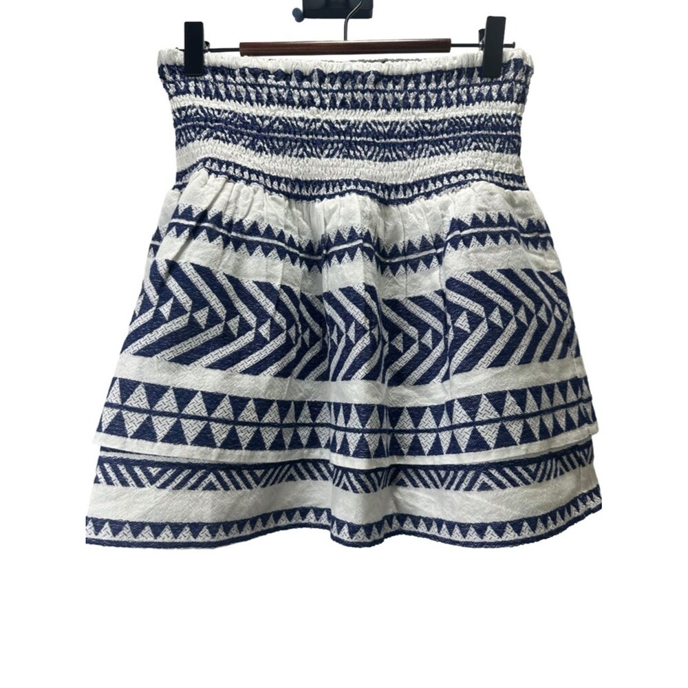 Blue Rain Navy and White Ruched FestivalMini Skirt Size M